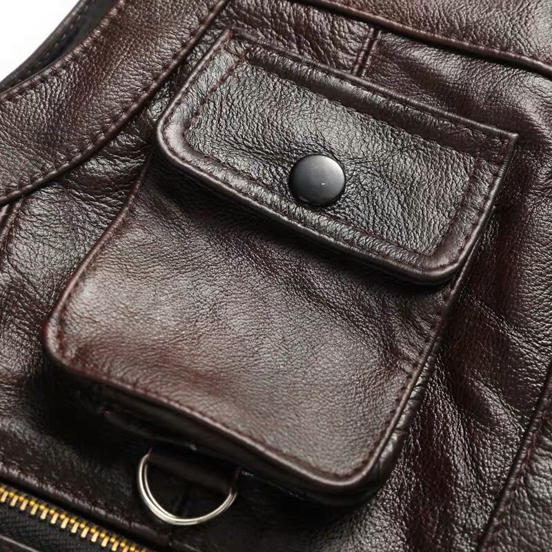 メンズ本革カウハイドレザーベスト,ノースリーブ,厚手のオート - Motorcycle Gear Vest のレビューと価格