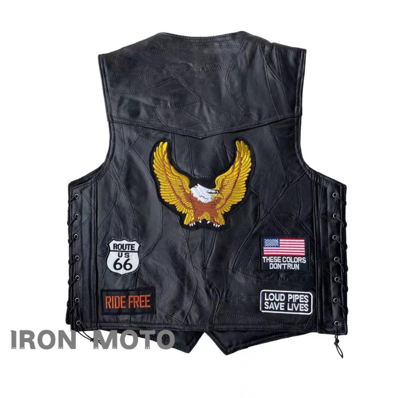 新しいオートバイベスト男性カフェモトストリートジャケット革ラ - Motorcycle Gear Vest のレビューと価格