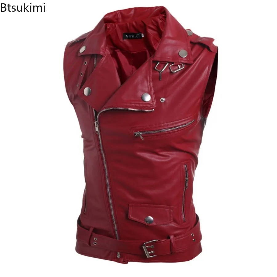 2026 メンズカジュアル PU レザーベストチョッキ秋冬ジ - Motorcycle Gear Vest のレビューと価格