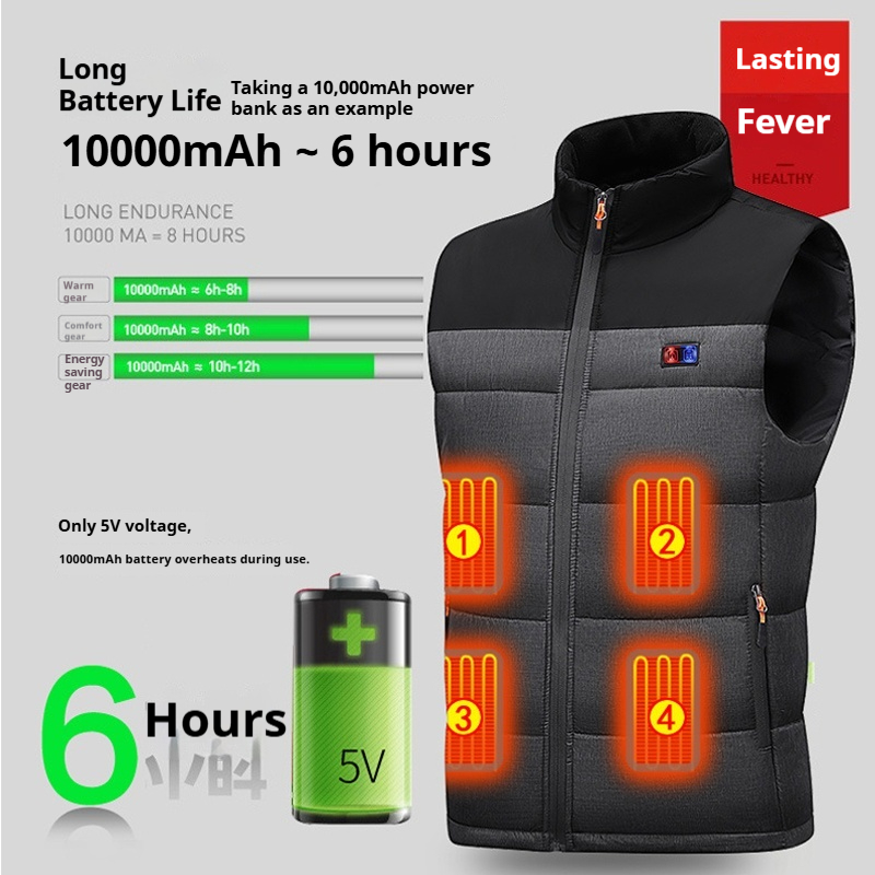 加熱ベスト ユニセックス 充電式加熱服 コットンベスト 11 - Motorcycle Gear Vest のレビューと価格