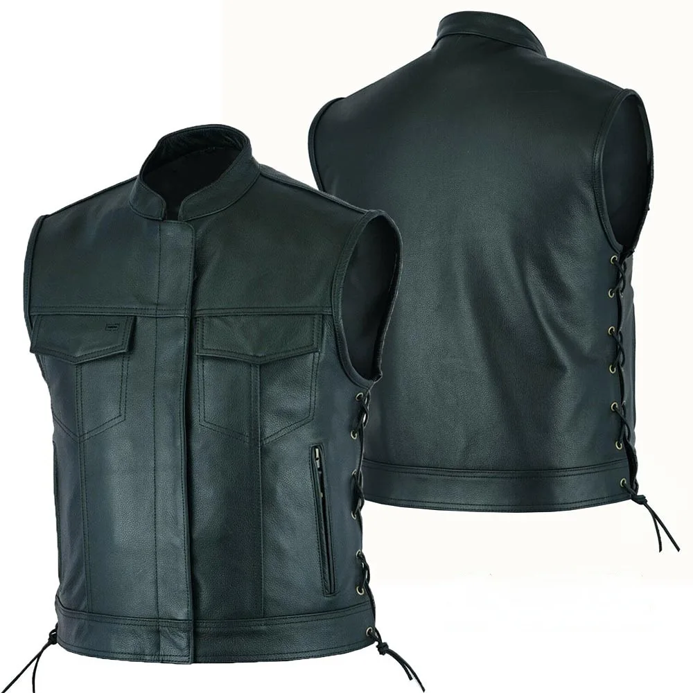 ベストレザーパンクファッションカジュアルコートオートバイベス - Motorcycle Gear Vest のレビューと価格
